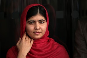 Malala Yousafzai was shot in the head last year in an assassination attempt by the Taliban while riding a school bus in the Swat district of northwestern Pakistan. She’s pictured here in September, post-recovery. Photo by Christopher Furlong/Getty Images