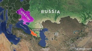 Map of Russia, Ukraine, Georgia, NewsHour Weekend