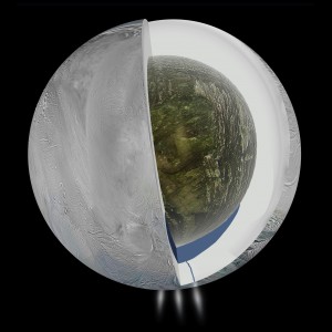This diagram illustrates the possible interior of Saturn's moon Enceladus.