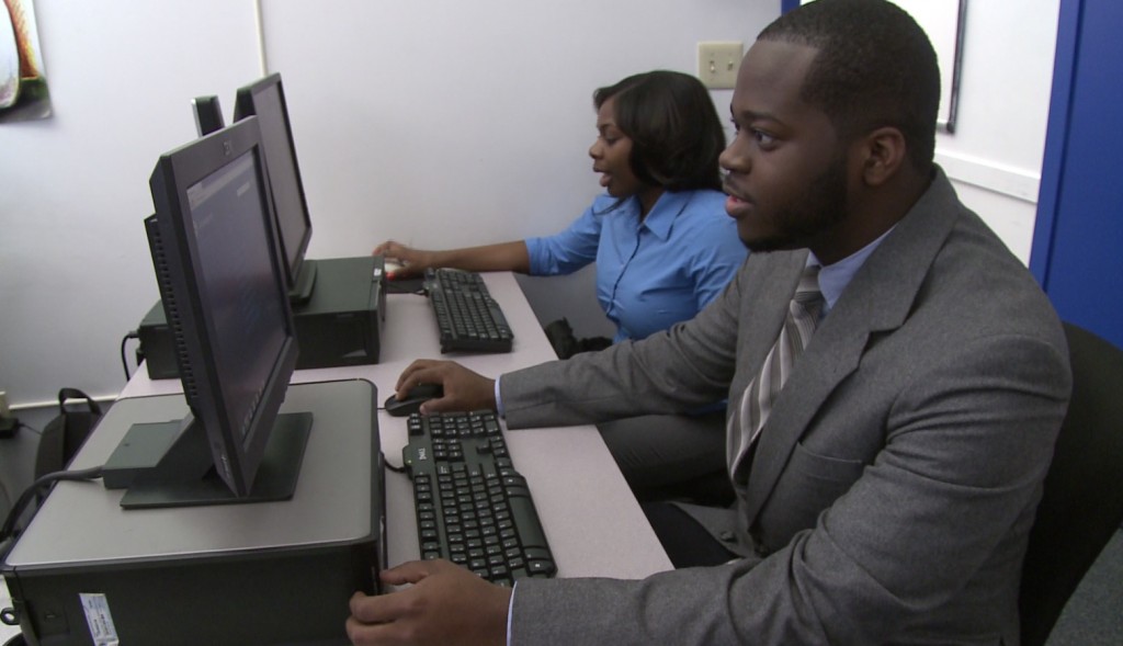 Daniel Boyce in class at Year Up. NewsHour still.