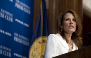 Republican Presidential hopeful US Representative Michele Bachmann of Minnesota speaks at the National Press Club in Washington, DC, on July 28, 2011. AFP PHOTO / Saul LOEB (Photo credit should read SAUL LOEB/AFP/Getty Images)