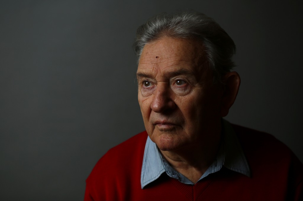 Auschwitz death camp survivor Bogdan Bartnikowski poses for a portrait in Warsaw