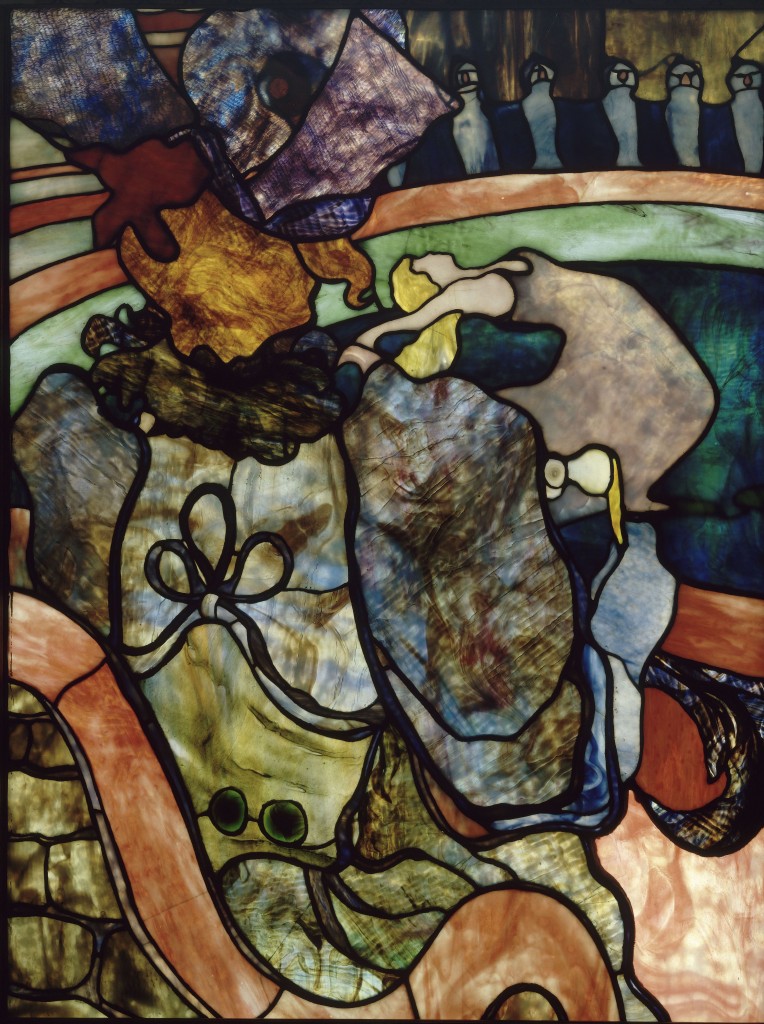 Au Nouveau Cirque, Papa ChrysanthÃ¨me, after Henri de Toulouse-Lautrec. Leaded-glass window.