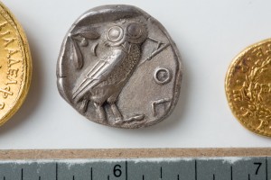 Reverse (tails) of a silver tetradrachm of Athens, ca. 450 to 400 B.C. Credit: Douglas Levere / University at Buffalo