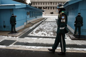South Koreans on guard duty at the Demilitarized Zone on the border with North Korea. Photo by Larisa Epatko