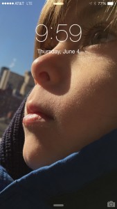 As pictured on his iPhone, a photo of Cameron's 5-year-old son, Declan.  Photo by Cameron Hickey