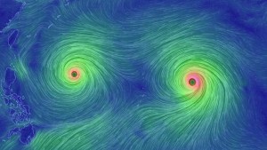 Twin typhoons march toward Southeast Asia and Japan