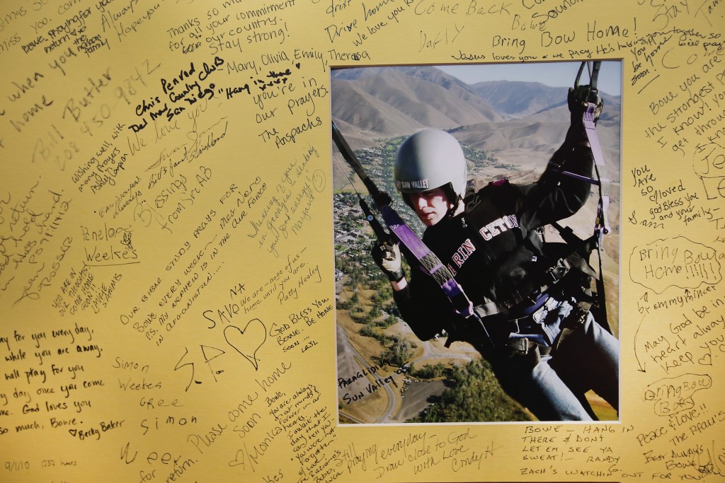 Well-wishers signed a poster on June 2, 2014, for U.S. Army Sgt. Bowe Bergdahl at Zaney's coffee shop in Hailey, Idaho, where he worked as a teenager. Bergdahl was captured in Afghanistan in 2009 while serving with the Army's 501st Parachute Infantry Regiment in Paktika Province, Afghanistan. He was released on May 31, 2014, in exchange for five Taliban members. Photo by Scott Olson/Getty Images