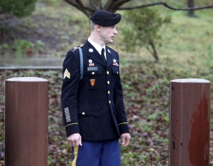 U.S. Army Sgt. Bowe Bergdahl leaves the courthouse after an arraignment hearing for his court-martial in Fort Bragg, North Carolina, on Dec. 22, 2015. Bergdahl spent five years as a Taliban prisoner after walking away from his combat outpost in Afghanistan in 2009. Photo by Jonathan Drake/Reuters