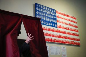 A man casts his ballot at polling station during New Jersey's primary elections on June 7, 2016 in Hoboken, New Jersey. / AFP / EDUARDO MUNOZ ALVAREZ (Photo credit should read EDUARDO MUNOZ ALVAREZ/AFP/Getty Images)