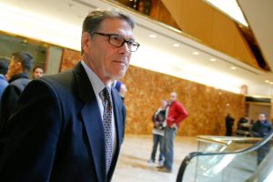 Former Texas Gov. Rick Perry exits after meeting with President-elect Donald Trump at Trump Tower in New York. Photo by Brendan McDermid/Reuters