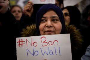 File photo of a protest over the travel ban by Charles Mostoller/Reuters