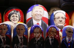 FILE PHOTO: Painted Matryoshka dolls, or Russian nesting dolls, bearing the faces of U.S. Republican presidential nominee Donald Trump and Russian President Vladimir Putin are displayed for sale at a souvenir shop in central Moscow, Russia November 7, 2016. REUTERS/Sergei Karpukhin/File Photo FOR EDITORIAL USE ONLY. NO RESALES. NO ARCHIVES. - RTX2YFZR