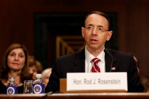 Rod Rosenstein, nominee to be Deputy Attorney General, testifies before the Senate Judiciary Committee in Washington, D.C. in March. Photo by Aaron P. Bernstein/Reuters