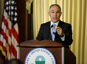 Scott Pruitt, administrator of the Environmental Protection Agency (EPA), speaks to employees of the Agency in Washington, U.S., February 21, 2017. REUTERS/Joshua Roberts - RTSZO8R