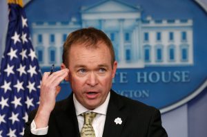 White House Office of Management and Budget Director Mick Mulvaney speaks about U.S. President Donald Trump's budget Mar. 16 in the briefing room of the White House in Washington, D.C. Photo by REUTERS/Kevin Lamarque.