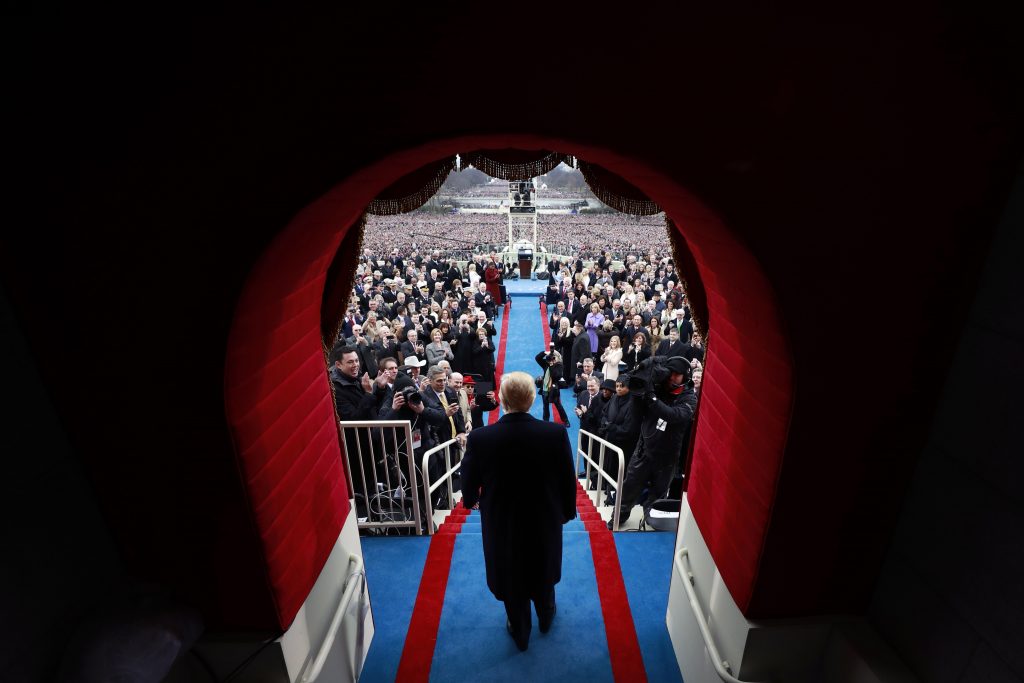 President Trump prepares to take the oath of office. Photo by Doug Mills/Getty Images.