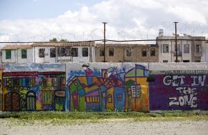 File photo of a wall marking the boundary of the United Nations buffer zone as seen from the Greek Cypriot-controlled area of central Nicosia