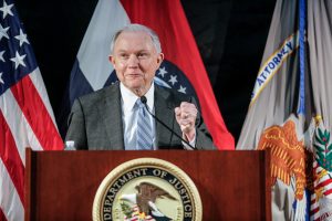 U.S. Attorney General Jeff Sessions speaks to law enforcement officers at the Thomas Eagleton U.S. Courthouse in St. Louis Missouri, U.S. March 31, 2017. REUTERS/Lawrence Bryant - RTX33LAF