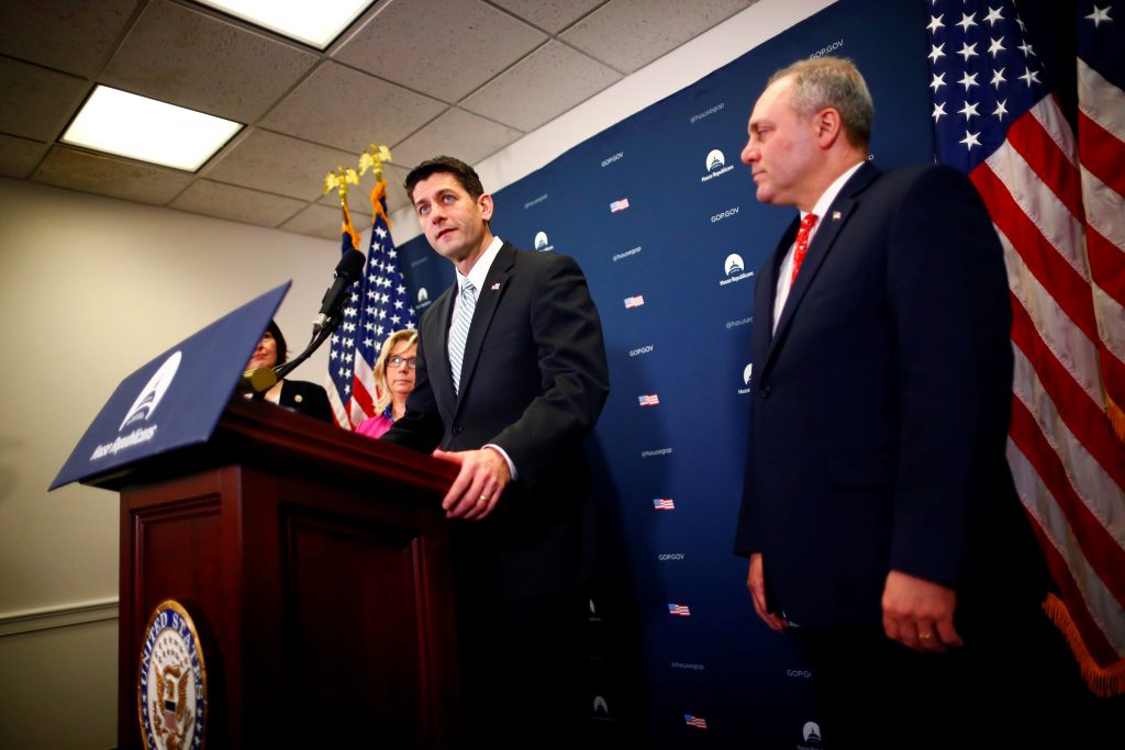 House Speaker Paul Ryan (R-WI) holds a news conference following a House of Representatives conference meeting on Capitol ...