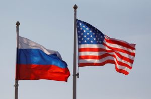 National flags of Russia and the U.S. fly at Vnukovo International Airport in Moscow, Russia. Photo by Maxim Shemetov/Reuters