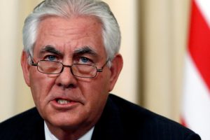 U.S. Secretary of State Rex Tillerson speaks during a news conference with Russian Foreign Minister Sergei Lavrov following their talks in Moscow, Russia, April 12, 2017. REUTERS/Sergei Karpukhin - RTX35AIG