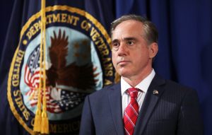 Veterans Affairs Secretary David Shulkin looks on prior to U.S. President Trump signing an Executive Order on improving accountability and whistleblower protection, at the Veterans Affairs Department in Washington, D.C. Photo by Carlos Barria/Reuters
