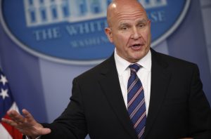 White House national security adviser H.R. McMaster takes questions from reporters in the White House briefing room in Washington, D.C. Photo by Joshua Roberts/Reuters