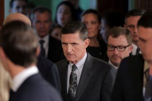 White House National Security Advisor Michael Flynn (C) arrives prior to a joint news conference between Canadian Prime Minister Justin Trudeau and U.S. President Donald Trump at the White House in Washington, U.S., February 13, 2017. REUTERS/Carlos Barria/File Photo
