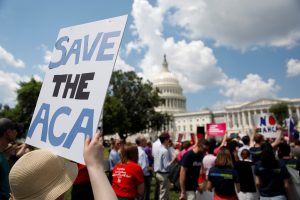 Protesters gather during a demonstration against the Republican repeal of the Affordable Care Act, outside the U.S. Capitol in Washington, D.C. Photo by Aaron P. Bernstein/Reuters