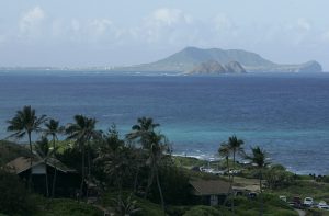A view of the Mokulua islands in Kailua Bay from U.S. President Obama's motorcade during his annual Christmas holiday vacation in Kailua