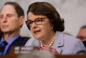 U.S. Senator Dianne Feinstein (D-CA) asks questions during former FBI Director James Comey's appearance before a Senate Intelligence Committee hearing on June 8, 2017. Photo by REUTERS/Aaron P. Bernstein