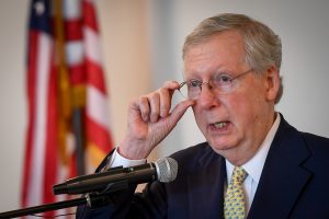 Senate Majority Leader McConnell speaks at a Harden County Republican party fundraiser in Elizabethtown