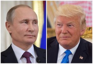 FILE PHOTO: Russian President Vladimir Putin attends a news conference at the Kremlin in Moscow, Russia, on January 17, 2017 and U.S. President Donald Trump seen at a reception ceremony in Riyadh, Saudi Arabia, on May 20, 2017, as seen in this combination photo. Sputnik/Alexei Druzhinin/Kremlin via REUTERS and Bandar Algaloud/Courtesy of Saudi Royal Court/Handout/File photos via REUTERS ATTENTION EDITORS - THESE PICTURES WERE PROVIDED BY A THIRD PARTY - RTS19I9B