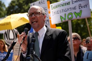 Perez rallies with protesters against Trump's firing of Comey, outside the White House in Washington