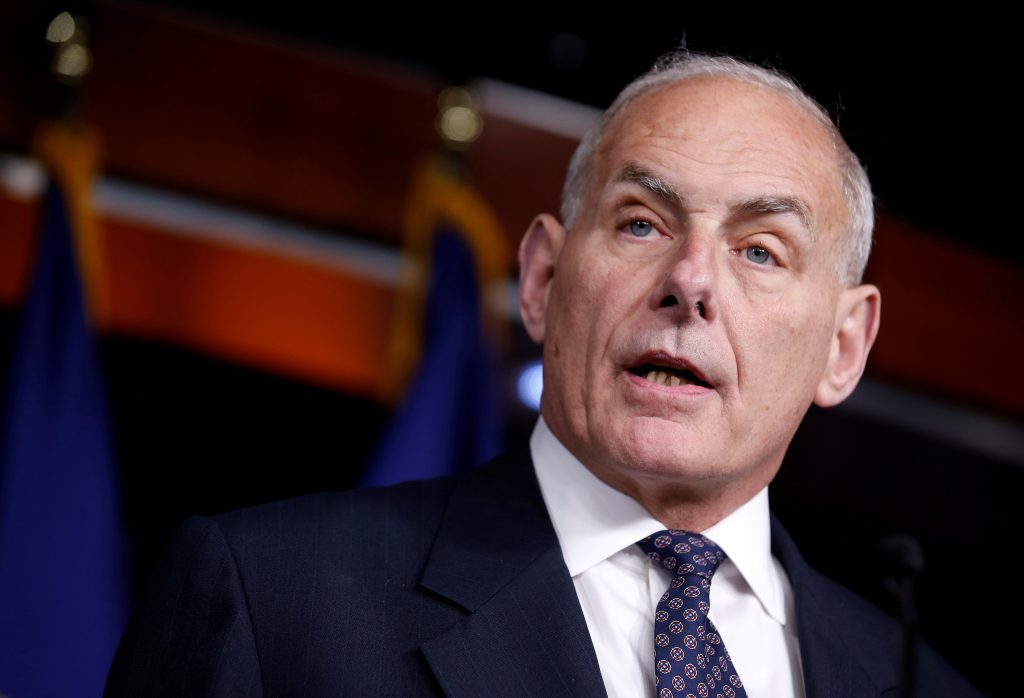 Secretary of Homeland Security John Kelly speaks about immigration reform at a press conference on Capitol Hill in Washing...