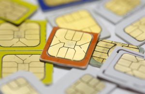 SIM cards lie on a table in this photo illustration taken in Sarajevo