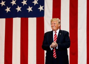 President Donald Trump arrives at a campaign rally in Phoenix, Arizona. Photo by Joshua Roberts/Reuters