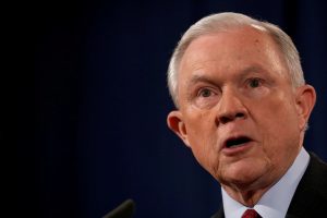 U.S. Attorney General Jeff Sessions speaks during a news conference announcing the takedown of the dark web marketplace AlphaBay, at the Justice Department in Washington, U.S., July 20, 2017. REUTERS/Aaron P. Bernstein TPX IMAGES OF THE DAY - RTX3CBGD