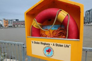 Life preservers are located along the Shannon River in Limerick. Photo by Larisa Epatko/PBS NewsHour
