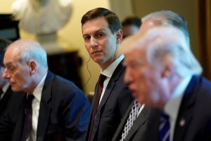 White House senior advisor Jared Kushner (C) looks on as U.S. President Donald Trump (R) delivers remarks before meeting with Spain's Prime Minister Mariano Rajoy and his delegation at the White House in Washington, U.S. September 26, 2017. REUTERS/Jonathan Ernst