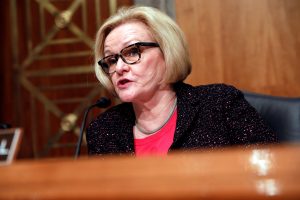 Ranking Member Sen. Claire McCaskill (D-MO) speaks prior to Homeland Security Secretary John Kelly testifying before a Senate Homeland Security and Governmental Affairs hearing on border security on Capitol Hill in Washington, D.C., U.S., April 5, 2017. REUTERS/Aaron P. Bernstein - RC1ED5BECBF0