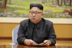 North Korean leader Kim Jong Un participates in a meeting with the Presidium of the Political Bureau of the Central Committee of the WorkersÕ Party of Korea