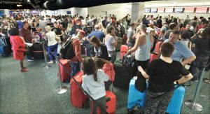 View at check-in counter at Orlando International Airport ahead of Hurricane Irma making landfall, in Florida
