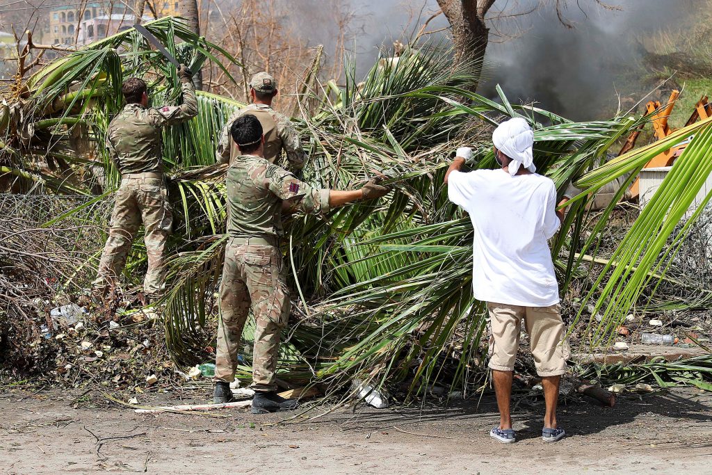 Clean up has started after Hurricane Irma blew through the island of Tortola. Photo by Joel Rouse/Ministry of Defense hand...