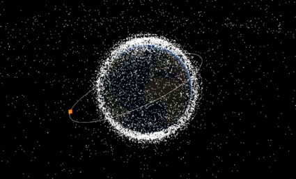 The Union of Concerned Scientists lists 1,459 operating satellites, though another 11,600 float around Earth as space junk. Click the image for an interactive. Image by ERIS