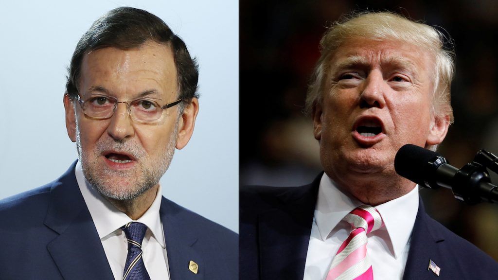 Photo of Spanish Prime Minister Mariano Rajoy and U.S. President Donald Trump.