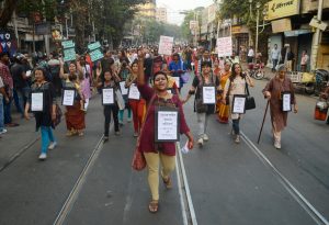 Indian women activists are participating in a protest rally against sexual violence on women , in Kolkata , India on Monday , 7th December , 2015. (Photo by Sonali Pal Chaudhury/NurPhoto) (Photo by NurPhoto/NurPhoto via Getty Images)