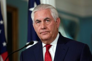 Secretary of State Rex Tillerson makes a statement to the media that he is not going to resign, at the State Department in Washington, D.C. Photo by Yuri Gripas/Reuters