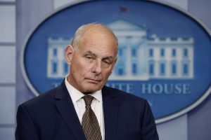 White House Chief of Staff John Kelly takes questions while addressing the daily briefing at the White House in Washington, D.C. Photo by Kevin Lamarque/Reuters